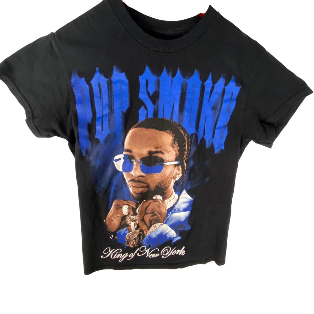 Pop Smoke King of New York T-Shirt Men's Small Black 100% Cotton Graphic Print